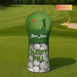 Happy Pill Golf Head Cover - Custom Golf Headcovers Gift