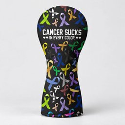 Cancer Sucks In Every Color Bold Ribbons Golf Headcover, Driver Headcover, Golf Gift