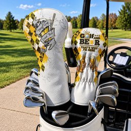 Golf And Beer That's Why I'm Here Argyle Headcover, Beer Lover Golf Gift, Golfer Gift