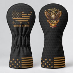 We The People 250 Years Black Gold Eagle Headcover, Patriotic Golf Gift, Driver Cover