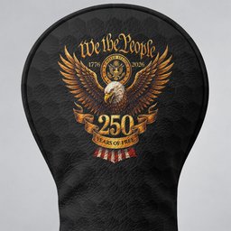 We The People 250 Years Black Gold Eagle Headcover, Patriotic Golf Gift, Driver Cover