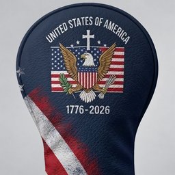 US Bald Eagle Distressed Flag Faith Cross Headcover, Patriotic Golf Gift, Golfer Gift