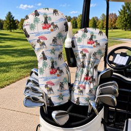 Schnauzer Beach Vacation Tropical Golf Head Cover, Golf Gift Ideas, Golf Gift For Men