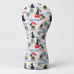 Schnauzer Beach Vacation Tropical Golf Head Cover, Golf Gift Ideas, Golf Gift For Men