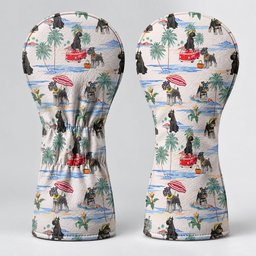 Schnauzer Beach Vacation Tropical Golf Head Cover, Golf Gift Ideas, Golf Gift For Men