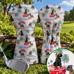 Schnauzer Beach Vacation Tropical Golf Head Cover, Golf Gift Ideas, Golf Gift For Men
