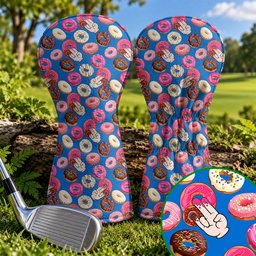 Funny Donut Adult Humor Blue And Pink Golf Head Cover, Gift For Golfers, Golfer Gift