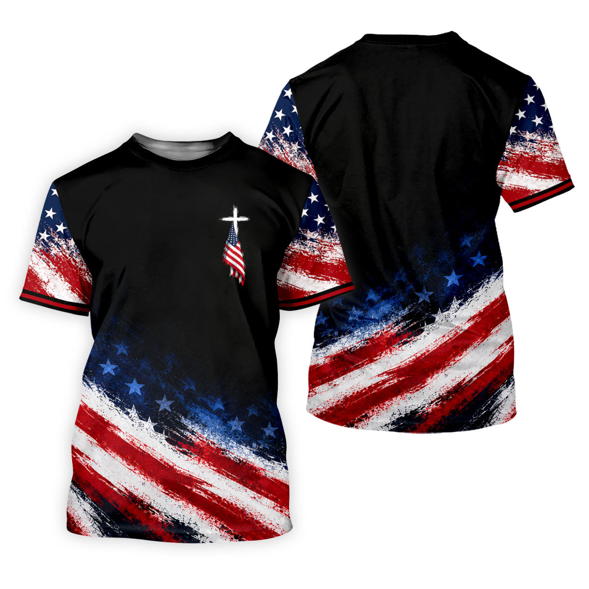 Veteran Cross USA Flag Golf Polo Shirt, Veterans Day Golf Shirt, Golf Shirts For Men