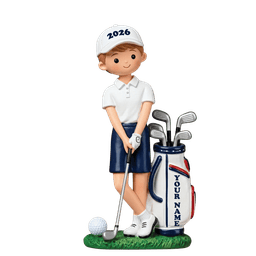 Custom Name Young Boy Golfer Acrylic Ornament, Christmas Tree Decor, Golfer Gifts