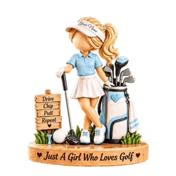 Custom Name Blue Golf Girl Acrylic Ornament, Christmas Tree Decor, Golfer Gifts