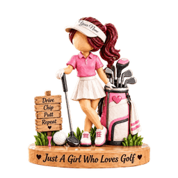 Custom Name Pink Golf Girl Acrylic Ornament, Christmas Ornaments, Golf Gifts