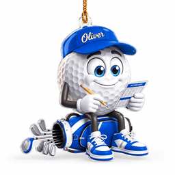Custom Name Blue Golf Scorecard Acrylic Ornament, Christmas Ornaments, Golf Gifts