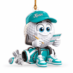 Custom Name Teal Golf Scorecard Acrylic Ornament, Christmas Ornaments, Golf Gifts
