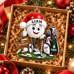 Custom Name Santa Golf Ball Acrylic Ornament, Christmas Tree Decor, Christmas Gifts
