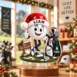 Custom Name Santa Golf Ball Acrylic Ornament, Christmas Tree Decor, Christmas Gifts