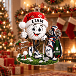 Custom Name Santa Golf Ball Acrylic Ornament, Christmas Tree Decor, Christmas Gifts