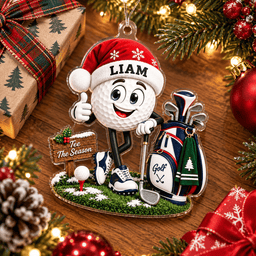 Custom Name Santa Golf Ball Acrylic Ornament, Christmas Tree Decor, Christmas Gifts