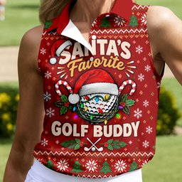Santa's Favorite Buddy Christmas Golf Shirt, Ladies Golf Apparel, Womens Golf Apparel