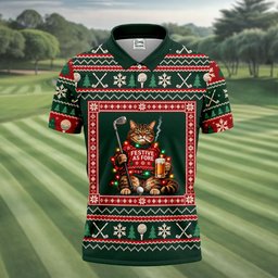 Festive As Fore Cat Beer Christmas Golf Shirt, Golf Gifts For Men, Mens Golf Clothing