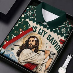 Jesus Savior Golf Therapy Christmas Golf Shirt, Mens Golf Shirts, Mens Golf Apparel