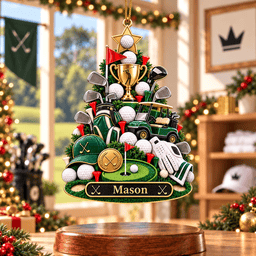 Custom Name Golf Christmas Tree Acrylic Ornament, Christmas Gifts, Golf Lover Gifts