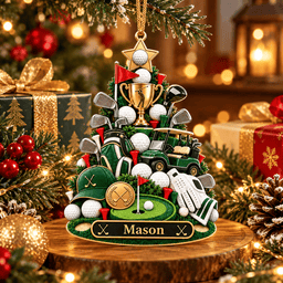 Custom Name Golf Christmas Tree Acrylic Ornament, Christmas Gifts, Golf Lover Gifts