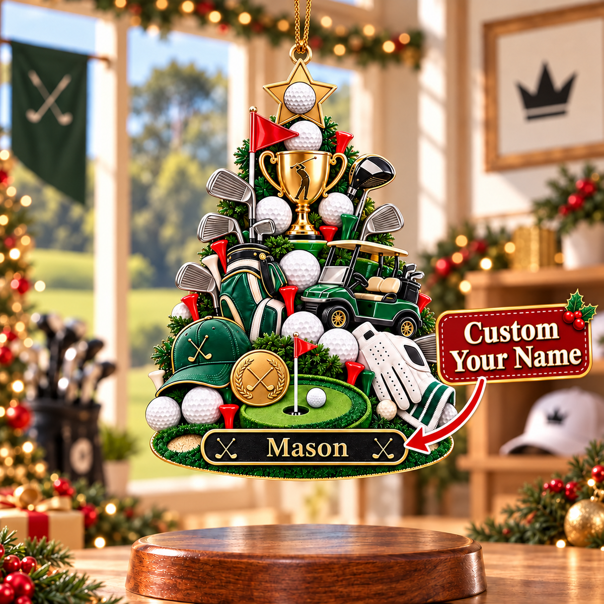 Custom Name Golf Christmas Tree Acrylic Ornament, Christmas Gifts, Golf Lover Gifts