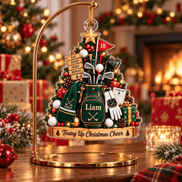 Custom Name Teeing Up Christmas Cheer Acrylic Ornament, Christmas Gifts, Golf Gifts