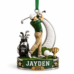 Custom Name Golf Swing Acrylic Ornament, Christmas Ornaments, Holiday Tree Decor