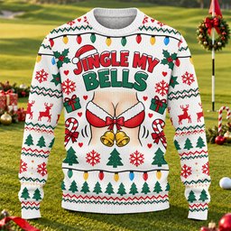 Jingle My Bells Busty Bells Ugly Christmas Sweater, Golf Lover Gifts, Funny Xmas Gift