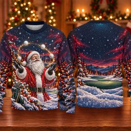 Santa Juggling Golf Balls Ugly Christmas Sweater, Ugly Sweater Party, Funny Xmas Gift