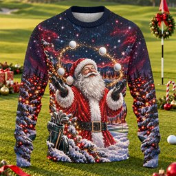 Santa Juggling Golf Balls Ugly Christmas Sweater, Ugly Sweater Party, Funny Xmas Gift