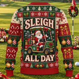 Sleigh All Day Santa Ugly Christmas Sweater, Christmas Gifts, Funny Christmas Outfit