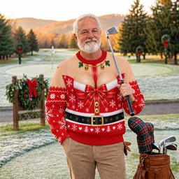 Busty Mrs Claus Red Bow Ugly Christmas Sweater, Ugly Sweater Party, Golf Lover Gifts