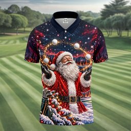 Santa Juggling Golf Balls Christmas Golf Shirt, Mens Golf Polo, Golf Shirts For Men