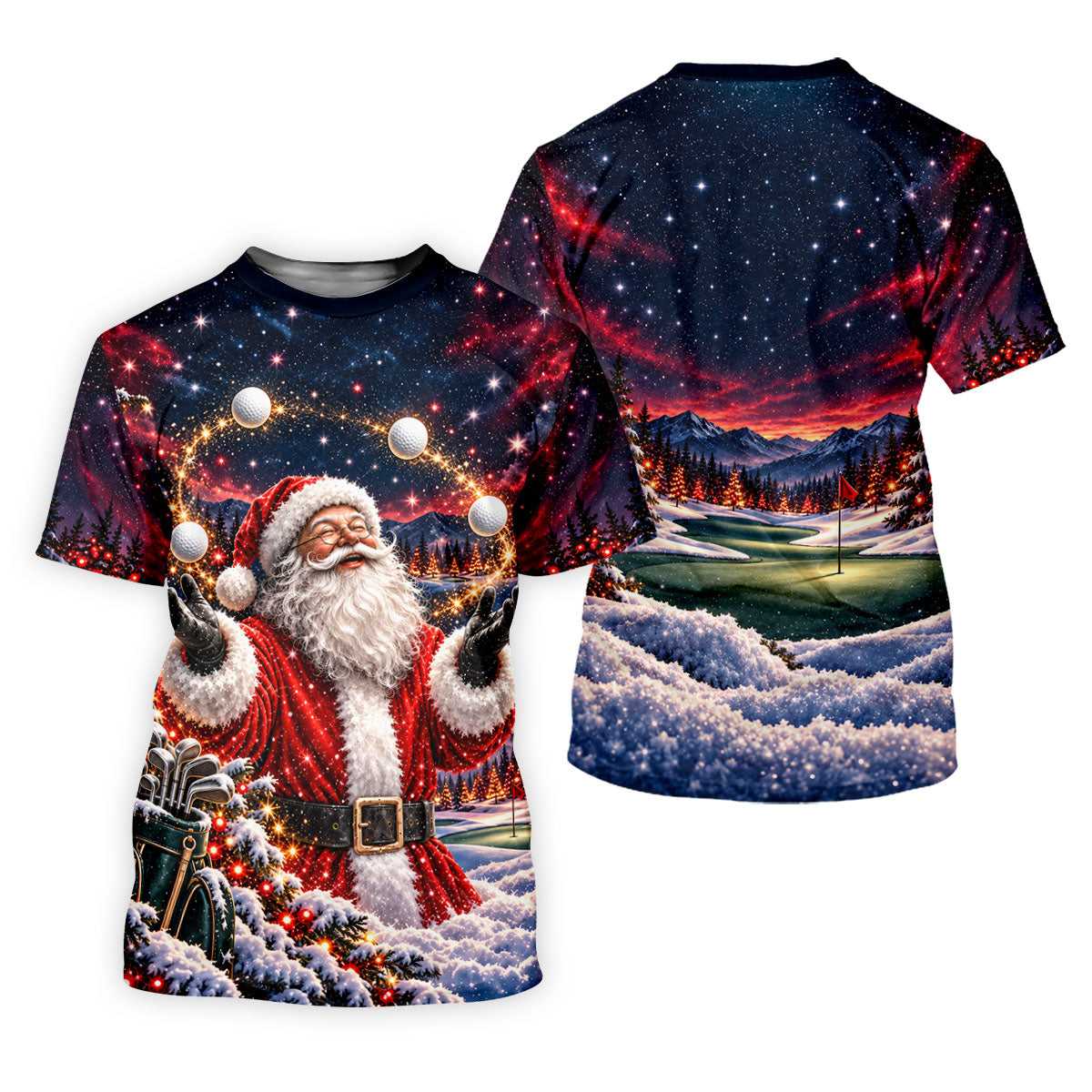 Santa Juggling Golf Balls Christmas Golf Shirt, Mens Golf Polo, Golf Shirts For Men