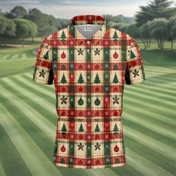 Tree Patchwork Plaid Christmas Golf Shirt, Golf Shirts For Men, Mens Golf Apparel