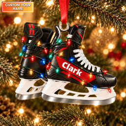 Custom Name Hockey Skates Acrylic Ornament, Christmas Ornaments, Tree Decorations