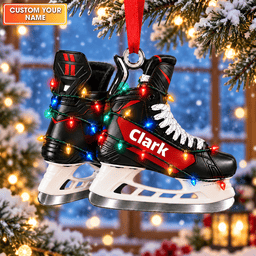 Custom Name Hockey Skates Acrylic Ornament, Christmas Ornaments, Tree Decorations