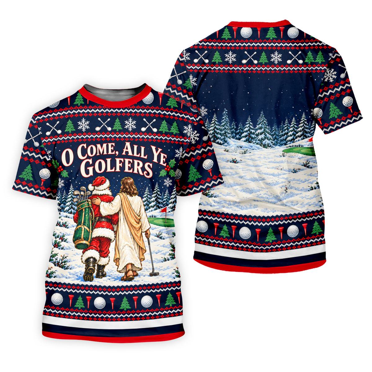 O Come All Ye Golfers Christmas Golf Shirt, Ladies Golf Shirts, Womens Golf Clothing