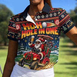 Ho Ho Hole In One Santa Christmas Golf Shirt, Womens Golf Tops, Golf Gifts For Women