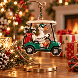Custom Name Goose Golf Cart Acrylic Ornament, Christmas Tree Decor, Golf Lover Gifts
