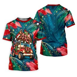 Santa Gift Golf Cart Christmas Golf Shirt, Golf Shirts For Women, Womens Golf Apparel