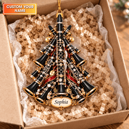 Custom Name Clarinet Tree Acrylic Ornament, Christmas Ornaments, Music Lover Gifts