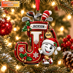 Custom Name Golf Initial Acrylic Ornament, Christmas Ornaments, Christmas Tree Decor