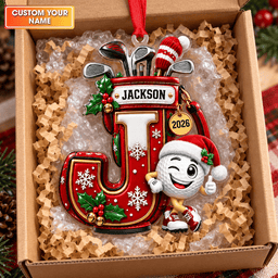 Custom Name Golf Initial Acrylic Ornament, Christmas Ornaments, Christmas Tree Decor
