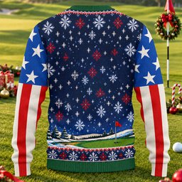Fore Jesus Eagle Flag Ugly Christmas Sweater, Golf Lover Gifts, Funny Holiday Sweater