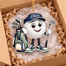 Custom Name Golf Ball And Bag Acrylic Ornament, Christmas Ornaments, Golf Lover Gifts