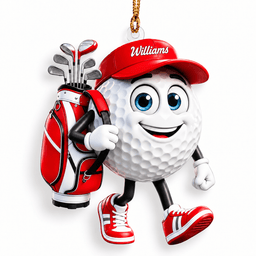 Custom Name Walking Golf Ball Acrylic Ornament, Christmas Tree Decor, Golfer Gifts