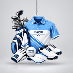 Custom Name Golf Shirt And Bag Acrylic Ornament, Christmas Gifts, Gifts For Golfers